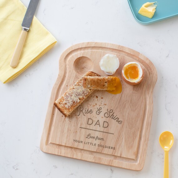 Personalised 'Rise and Shine' Egg and Soldiers Board | Fathers Day Gifts From Children | Dippy Egg And Toast Board | Dads Birthday Gift