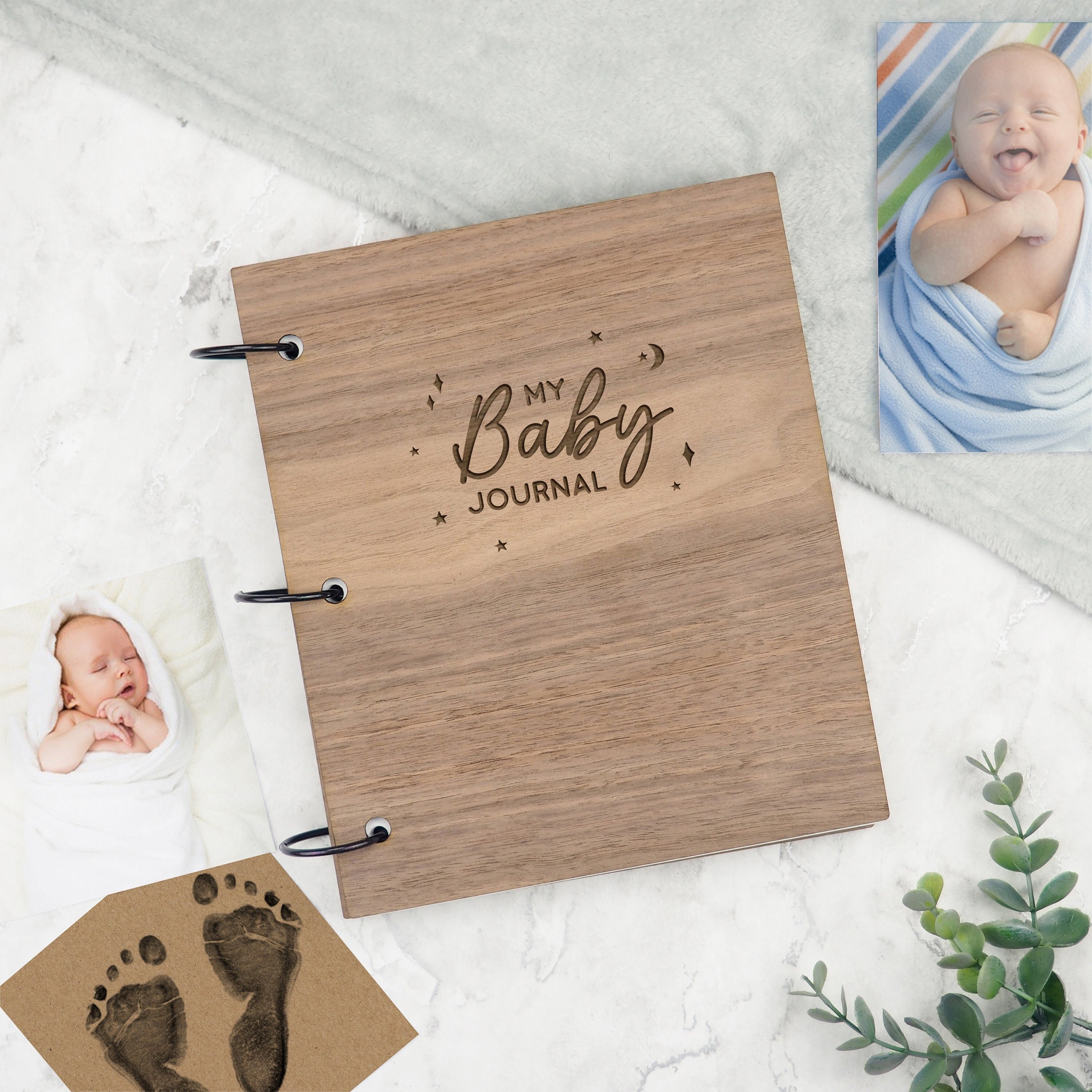 My Baby Journal Engraved Keepsake Baby Book - Baby Shower Gifts For Parents - Gift For Newborn Girl Boy - Baby Milestone Journal