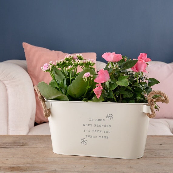 Personalised Flower Pot &#39;If Mums Were Flowers I&#39;d Pick You&#39; - Personalized Indoor Outdoor Herb Planter - Birthday or Mothers Day Gift