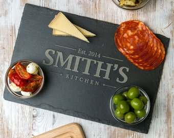 Personalized Slate Cheese Board - Personalised Cutting Chopping Board - Housewarming Gift for Couple - Unique New Home Gift