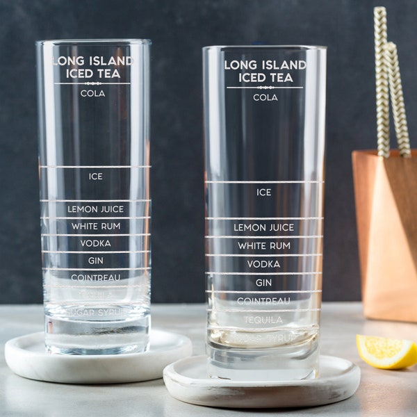 Long Island Eistee Highball Glas, Trinkgeschenk für Frauen, Cocktailherstellung Geschenk, personalisiertes graviertes Glas, Barkeeper Geschenk