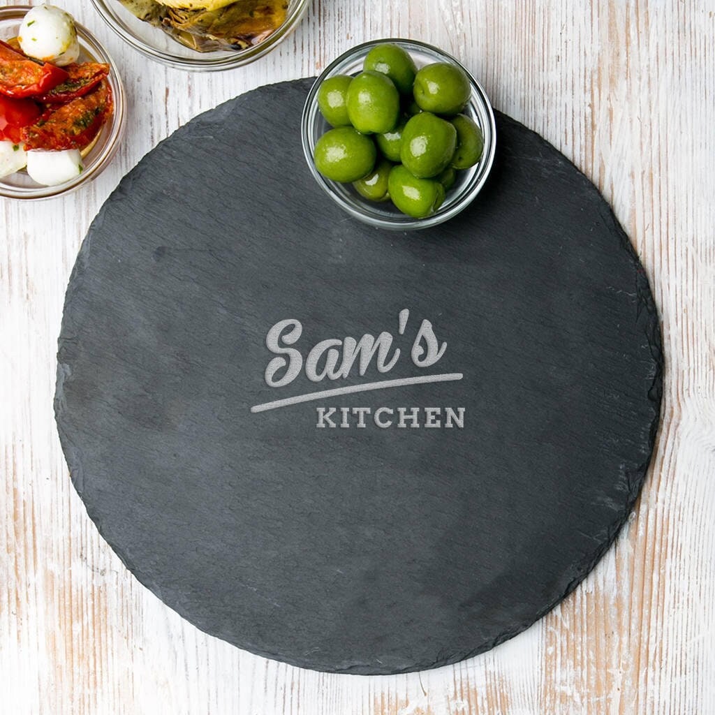 Personalised Engraved Kitchen Slate Cutting Board | Cooking Gift For Husband Boyfriend | Serving Board For Dad | Birthday Gift For Baker