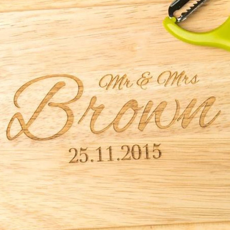 Personalised Mr And Mrs Name And Date Chopping Board image 2