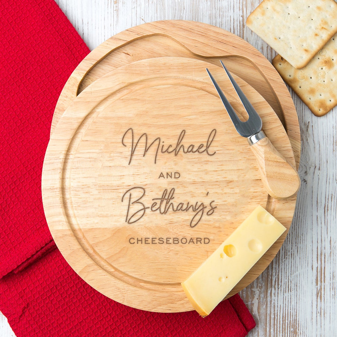 Personalised Cheese Board and Knife Set Anniversary Gifts for Couples