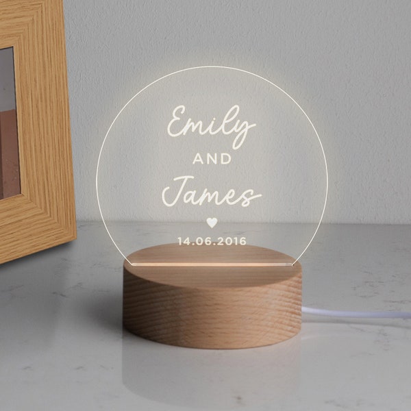 Valentines Day Desk Lamp, Personalised Mini LED Lamp, Valentines Day Plaque, Anniversary Gifts For Him, Personalized Gift for Couples