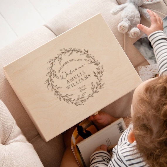 Baby Keepsake Box, Personalised Baby Memory Box, Newborn Gift, Unique Gift for New Mum, Engraved Box for Babies, Personalised Baby Gift