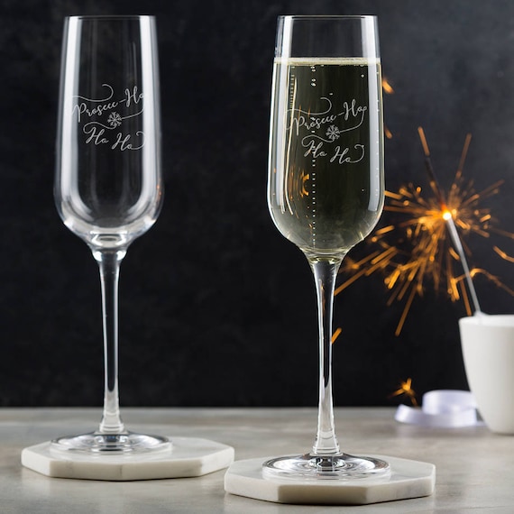 Gravierte Prosecco Glas - Champagner Flöte - Weihnachtsgeschenke für sie - lustige Weihnachtsgeschenke für Frauen - geheime Santa Geschenk