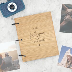 1st Anniversary Gift, Our First Year Together Scrapbook, Valentines Day Gift, Engraved Memory Book for Couples, Paper Wedding Gift for Him imagem 3
