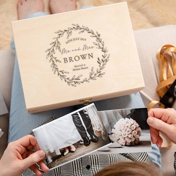 Personalised Wooden Wedding Keepsake Box for Couples