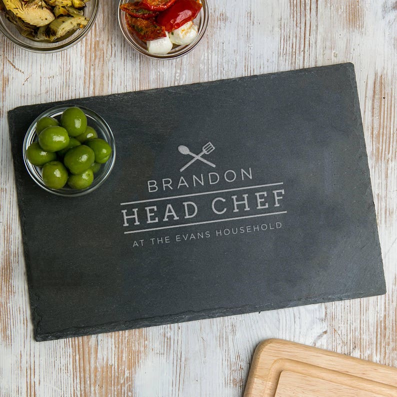 Personalized Head Chef Slate Chopping Board Personalised Cutting Board Unique Birthday Gifts For Men Him Dad Engraved Serving Board Slate