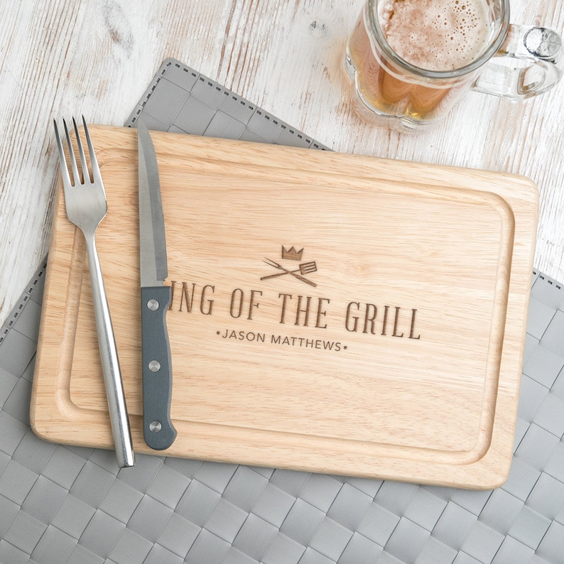 Personalised Gift For Him, 'King Of The Grill' Slate Serving Board, Personalized Grilling Gift For Him, Gift For Dad,Engraved Chopping Board image 7