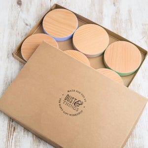 Wooden Coasters Set 7 Colours to Choose From Blank or Personalised Wood Coasters image 6