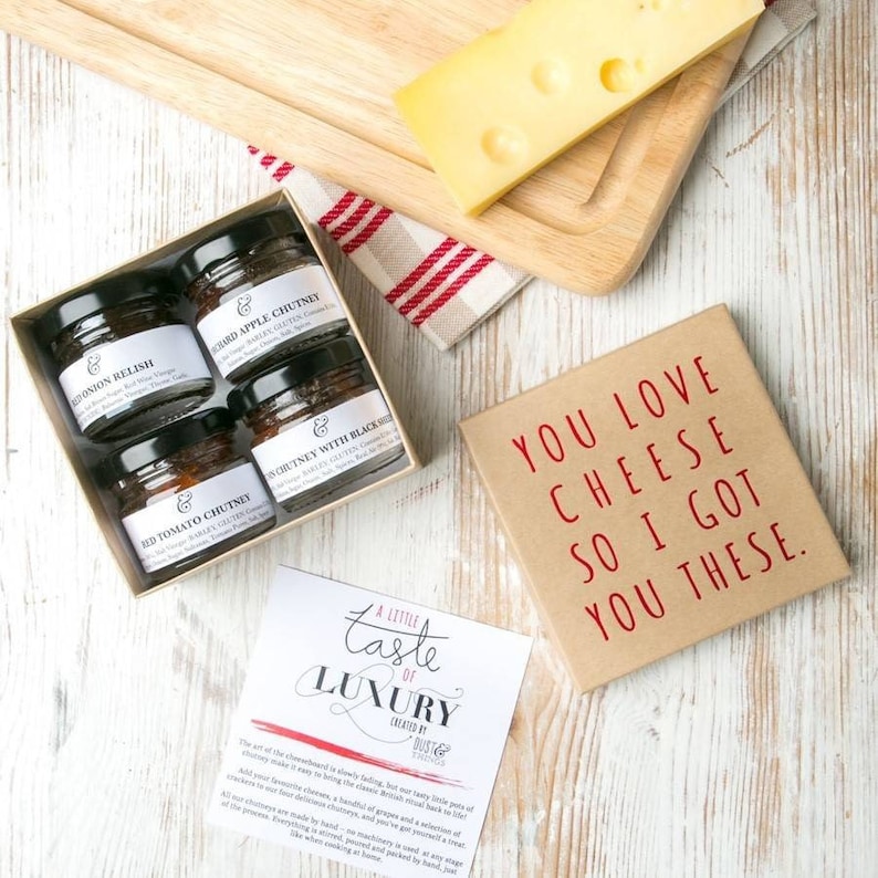 Cheese Lover's Chutney Gift Set Food Birthday Gift Set Gift set for Men Him Boyfriend Cute Funny Idea image 1