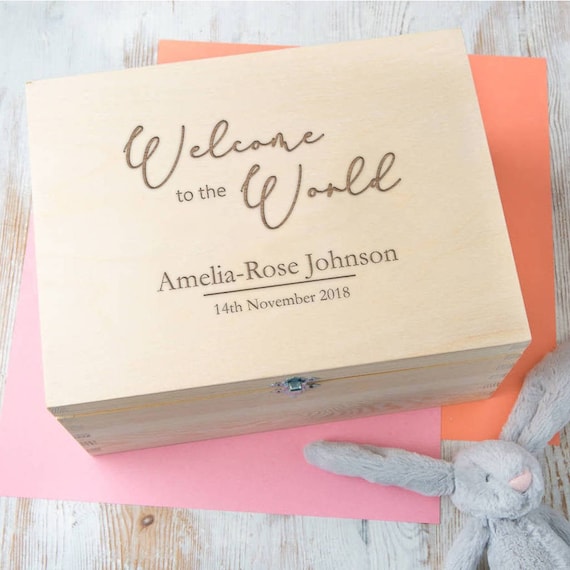 Personalised Baby Girl Memory Box Personalized Keepsake Box Wooden