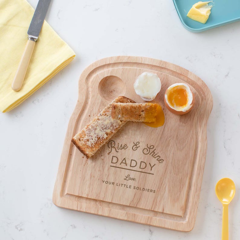 Personalised 'Rise and Shine' Egg and Soldiers Board | Fathers Day Gifts From Children | Dippy Egg And Toast Board | Dads Birthday Gift image 3