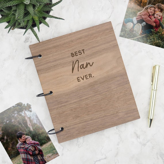 Nan Birthday Gift, ‘Best Nan Ever’ Notebook, Gift from Grandchildren, Engraved Journal, Mother’s Day Gift for Grandma, Family Memory Book