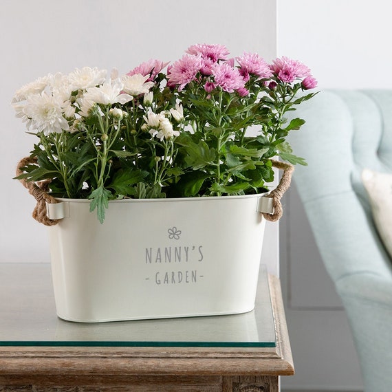 35cm White Round Flower Pot Planters for Indoor Outdoor Garden with Lovely Knitt 