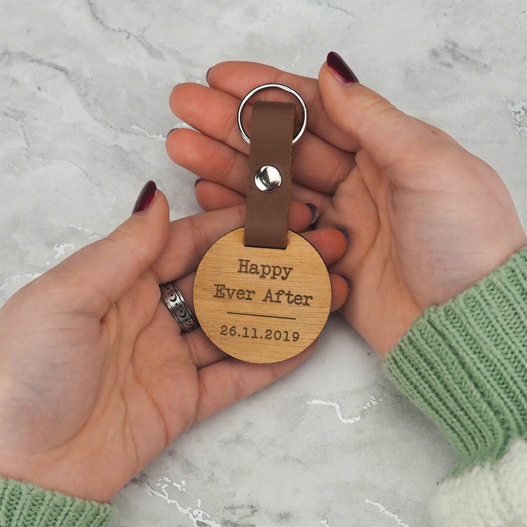 Key Ring Present Personalised Special Date Key Ring - Personalized Happily Ever After ...