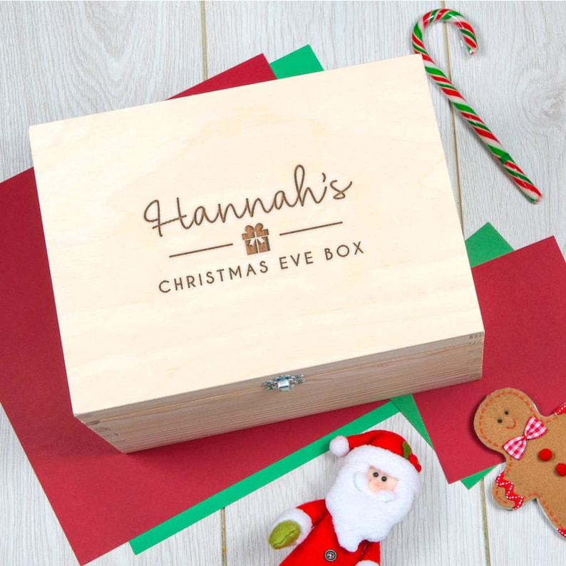 Christmas Eve Box, Personalized Christmas Eve Crate, Large Xmas Eve Box for Children, Solid Pine Wood Box Built To Last, Kids Gift Box image 7