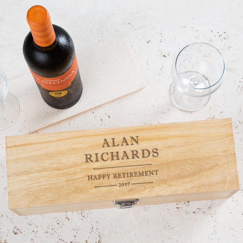 Personalized Retirement Wine Box Gift For Men BOTTLE NOT