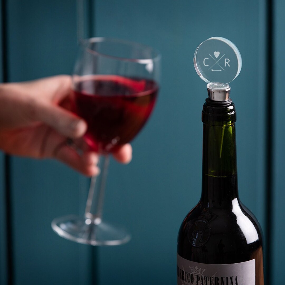 Personalised Initial Bottle Stopper Engagement Gifts for Couples Glass