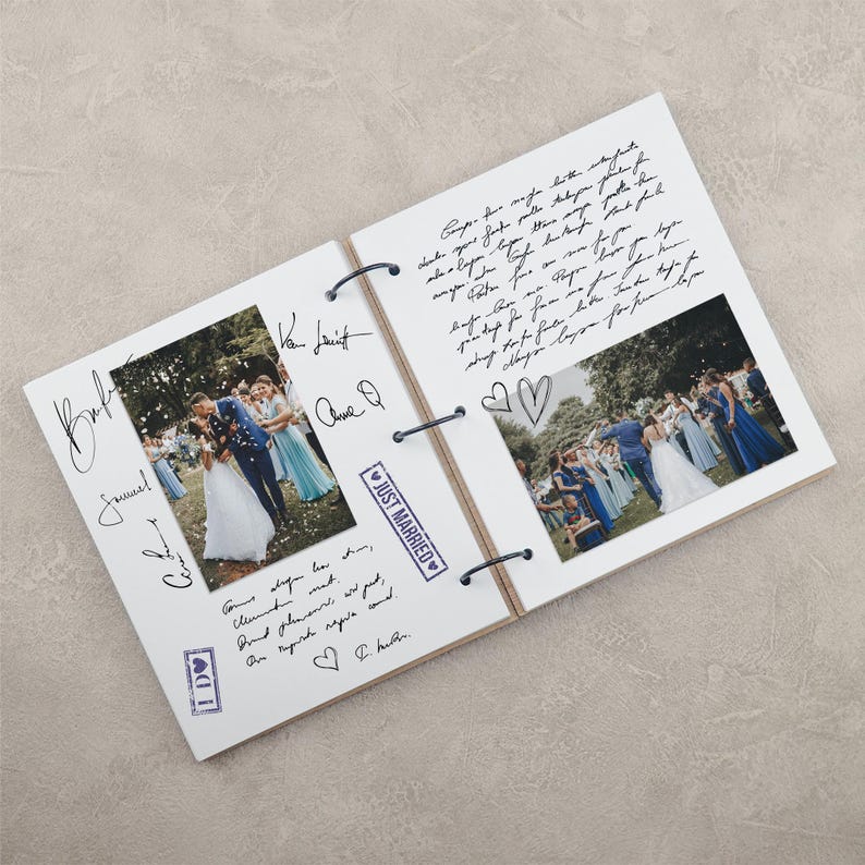 Personalised Engraved Heart Scrapbook | Valentines Day Memory Book | Gift for Girlfriend Wife | Couples Photo Book | 5th Wooden Anniversary Bild 5