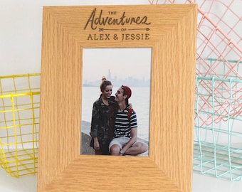 The Adventures of Personalized Picture Frame Personalised Wooden Picture Frame for Couples Friends Wedding Him and Her