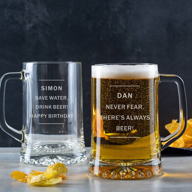 Personalised Pint Glass Beer Tankard For Him Personalized Etsy
