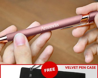 Personalised Pen, Rose Gold Soft Touch Pen, Gift Pens for Women, Best Friends Gift, Presents for Her, Stationery Gifts, Engraved Pen