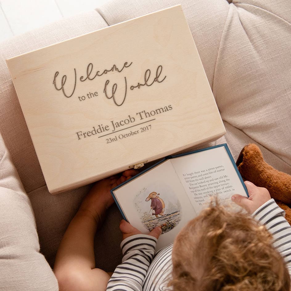 Personalised Baby Boy Memory Box - Personalized Keepsake Box - Wooden ...