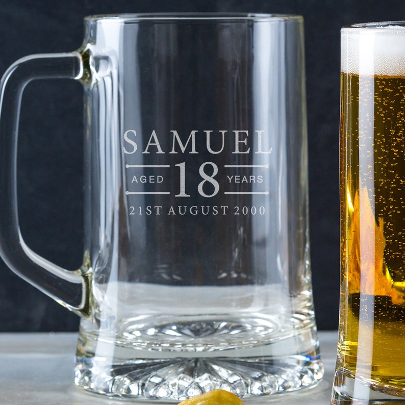 Personalised Engraved Pint Glass Tankard / 18th Birthday Gifts Etsy