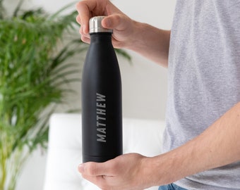 Personalised Insulated Name Water Bottle - Personalized Stainless Steel Vacuum Flask - Unique Birthday Gifts For Him Men - Metal Canteen