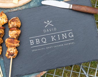 NEW* 'BBQ KING' Slate Serving Board Bbq Meat plate Serving plate Serving Platter personalized gift for him Personalised gift for fathers