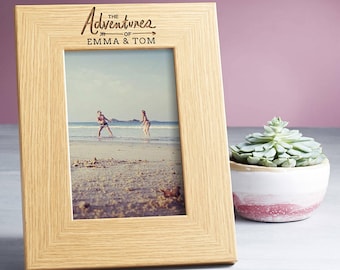 Personalised Valentines Day Gifts for Couples Him and Her - Adventure Picture Frame - Anniversary Engagement Wedding Gifts for Couples