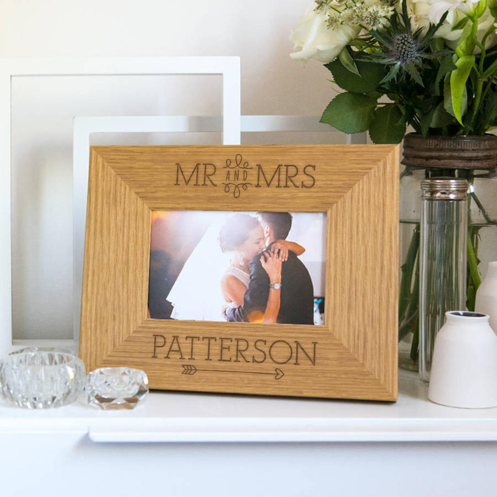 Monsieur /& Madame célébration cadre en bois 7x5-personnaliser ce cadre-Gravure Gratuit