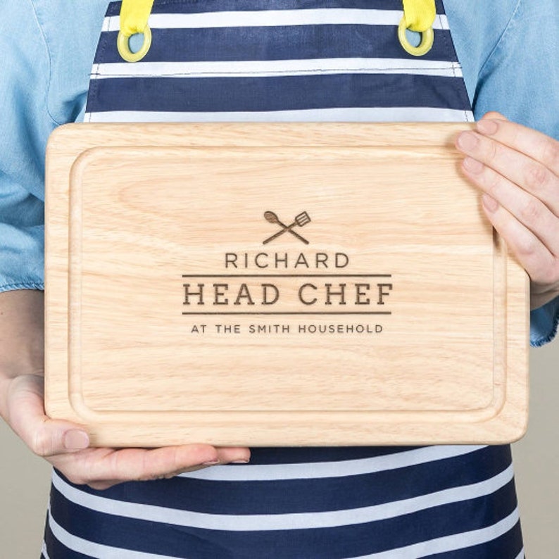 Personalized Head Chef Slate Chopping Board Personalised Cutting Board Unique Birthday Gifts For Men Him Dad Engraved Serving Board Standard Wood