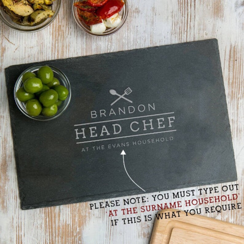 Personalized Head Chef Slate Chopping Board Personalised Cutting Board Unique Birthday Gifts For Men Him Dad Engraved Serving Board image 6