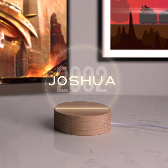 Personalised Mini LED Desk Lamp - Birthday Gifts for Men Boys - Unique 18th 21st Gifts for Him - Man Cave Decor - 7 Light Colour Options
