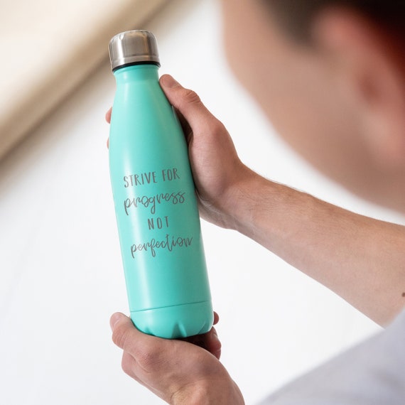 Insulated Motivational Quote Water Bottle - Engraved Stainless Steel Vacuum Flask - Unique Birthday Gifts For Friend - Metal Gym Canteen - UK - View #7