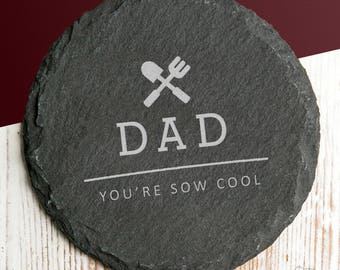 Personalised 'You're Sow Cool' Gardening Slate Coaster - Fathers Day Gifts For Gardeners - Unique Fathers Day Presents For Dad