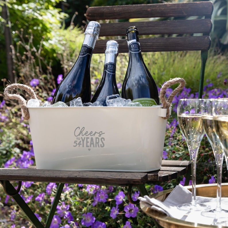 Cheers To 10 Years Metal Ice Bucket - Personalised Year Anniversary Gift - Tin Anniversary Gift For Wife, Husband - Couples - Wine Bucket image 10