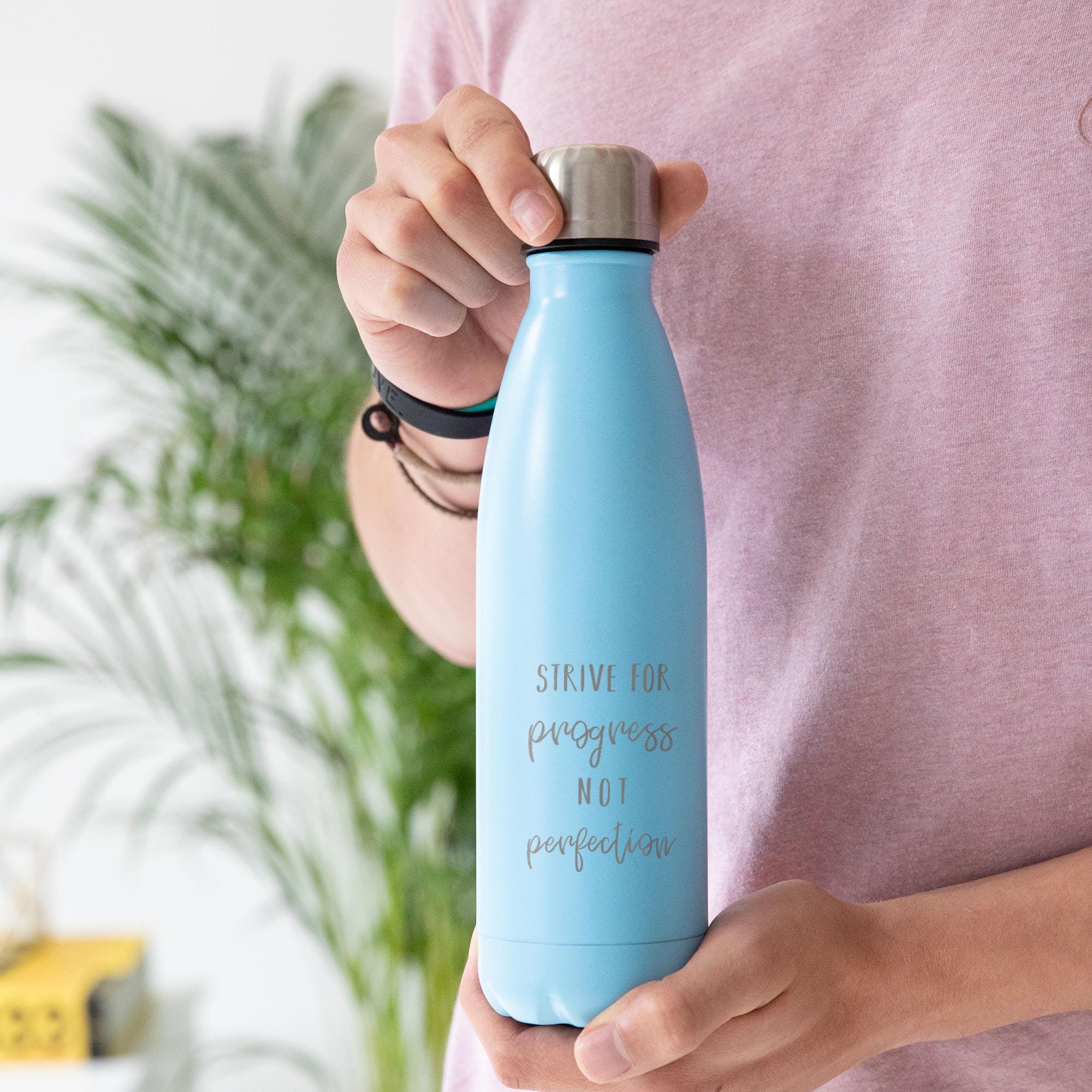 Insulated Motivational Quote Water Bottle - Engraved Stainless Steel Vacuum Flask - Unique Birthday Gifts For Friend - Metal Gym Canteen - UK - View #14