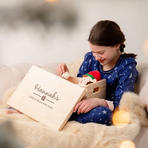 Christmas Eve Box, Personalized Christmas Eve Crate, Large Xmas Eve Box for Children, Solid Pine Wood Box Built To Last, Kids Gift Box image 6