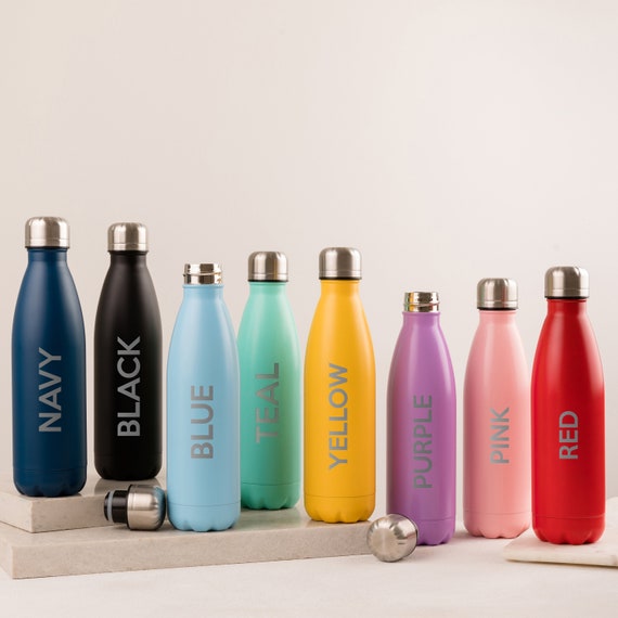 Floral Engraved Steel Water Bottles, Custom Reusable Water Bottle,  Personalized Floral Stainless Steel Insulated Drink Bottle 
