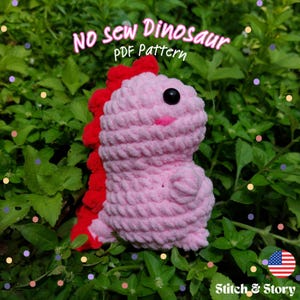 Dinosaur Jurassic World No Sew Crochet Pattern | Amigurumi Crochet Patterns | Plushie Amigurumi | Dino Gift | Tyrannosaurus, Dinosaur