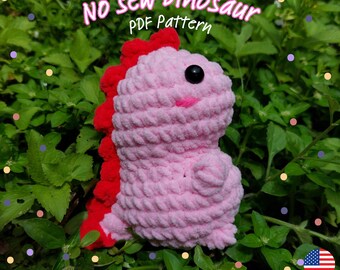 Dinosaur Jurassic World No Sew Crochet Pattern | Amigurumi Crochet Patterns | Plushie Amigurumi | Dino Gift | Tyrannosaurus, Dinosaur