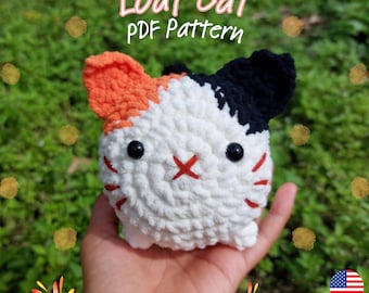 Loaf Cat Crochet Pattern | Amigurumi Crochet Cat | Crochet Plushie Pattern | No Sew Loaf Cat Crochet Pattern | Loaf Cat PDF Pattern