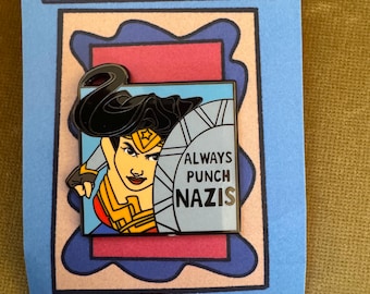 Geeky Enamel Pin -Always Punch Nazis