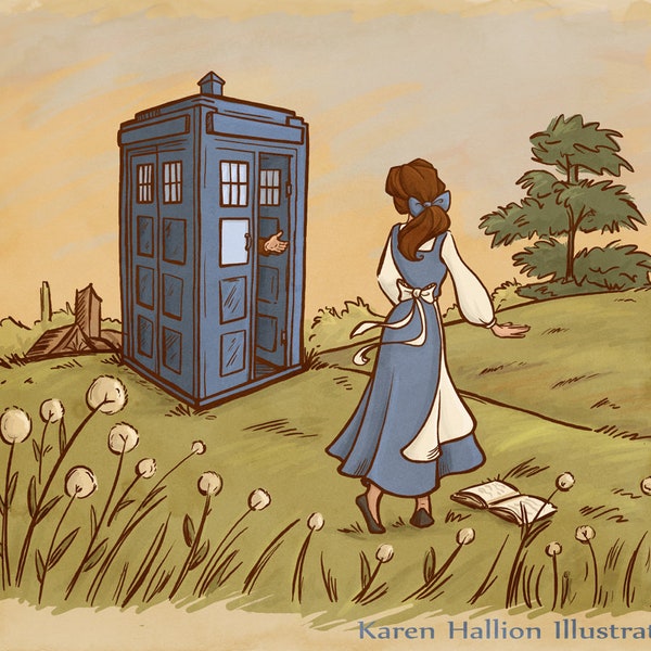 Belle und TARDIS Kunstdruck: Wunderliches Abenteuer (40 x 50 cm)