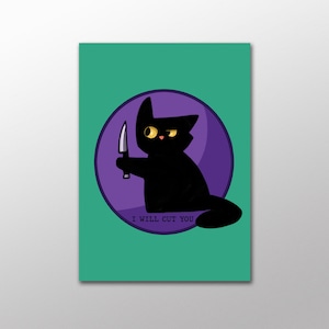Murder Cat Messer Postkarte